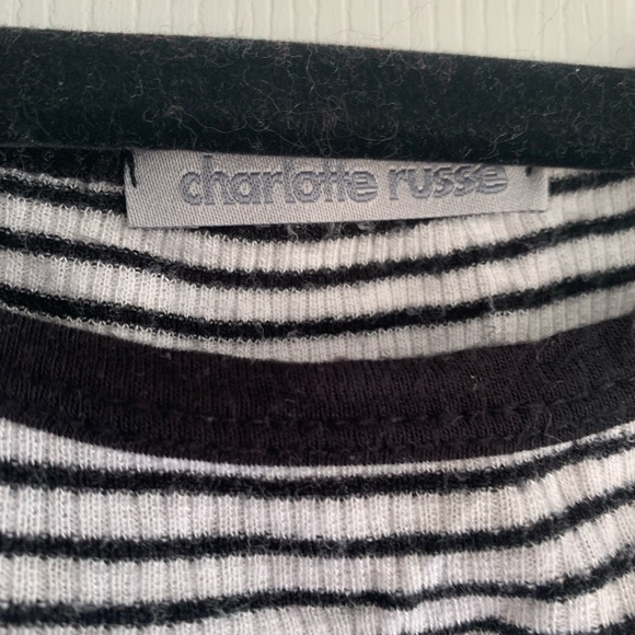 Distressed Striped Crop Tee with Gold Accents - Picture 3 of 4